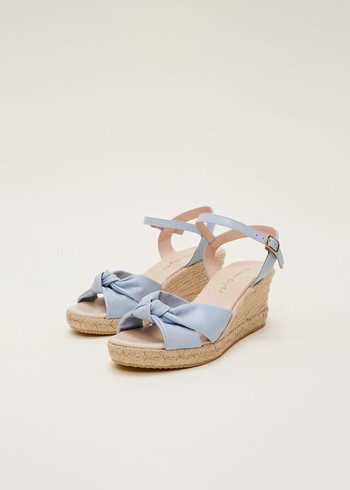 Phase Eight Leather Knot Front Espadrilles Heels Blue Canada | PORZWL-351